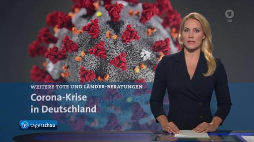 Standbild der Tagesschau mit der Schlagzeile „Corona-Krise in Deutschland — weitere Tote und Länder-Beratungen“